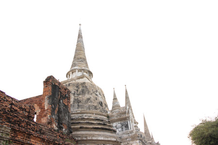 Wat Pra Si Sanphet Thailand white skyの写真素材