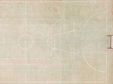 aerial drone view of the lines of different sports painted on the floor of a sports center. Zenithal view. View from above.の写真素材