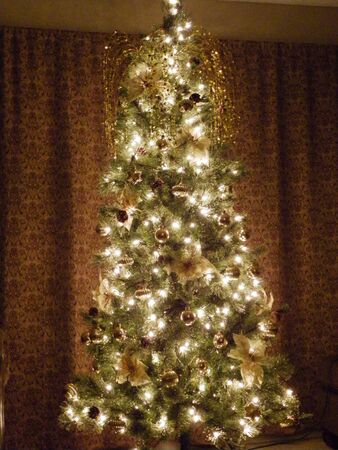 Golden Christmas treeの写真素材