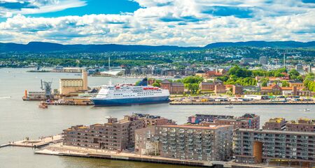 Panoramic view of the port of Oslo, Norwayの写真素材