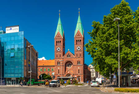 Maribor - June 2020, Slovenia: View of the Basilica of Our Mother of Mercy in the second largest city in Sloveniaのeditorial素材