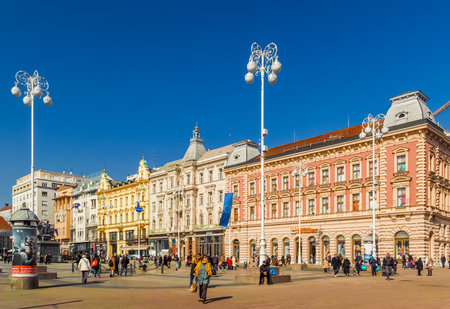 View of the main square in Zagrebのeditorial素材