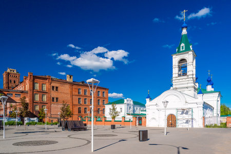 Shuya, Russia: View of the square near the Church of Elijah the Prophetの写真素材