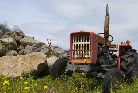 An decaying tractor in the Japanese countryside.