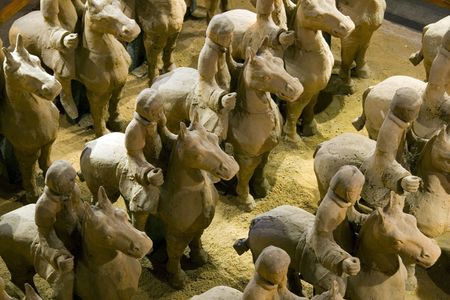 Terracotta warriors on horseback in Xuzhouのeditorial素材