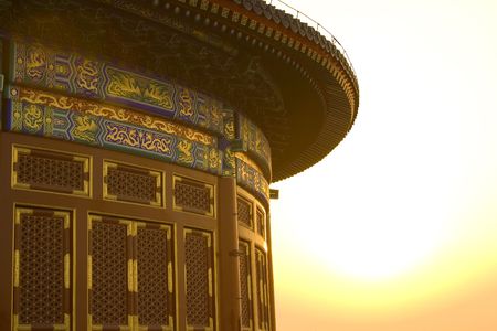 The Temple of Heaven in Beijing at sunsetの写真素材
