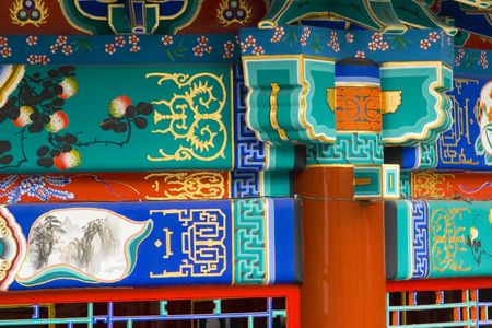 Details of a newly restored pagoda in Beijingの写真素材