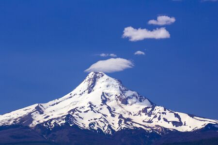 Close up of Mount hood with Smoke Stack Cloudsの写真素材