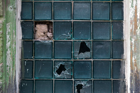 Broken stained glass windowの写真素材