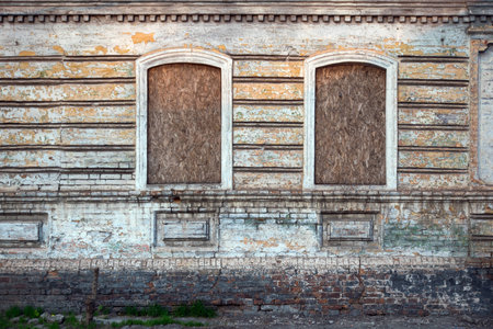 Old damaged windows, grunge windows textureの写真素材