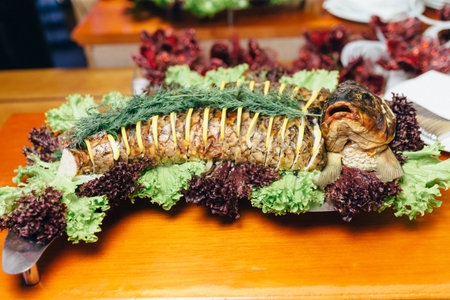 baked big fishの写真素材