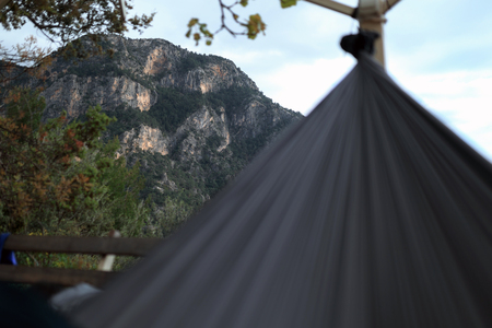 mountains on hammock backgroundの写真素材