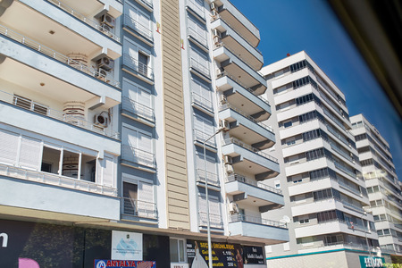 modern building with blue sky and cloudsの写真素材