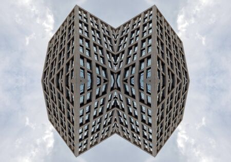 Abstract view on skyscraper on a background of blue skyの写真素材