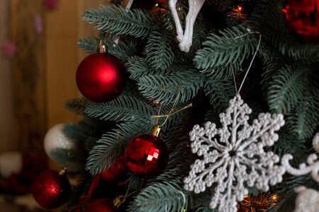 Christmas tree with toys, new yearの写真素材