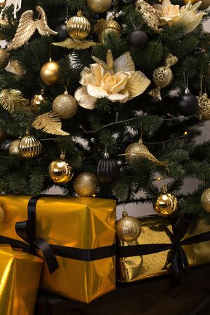 boxes with gifts, christmas, new year, birthdayの写真素材