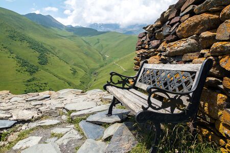 Bench in the mountainsの写真素材