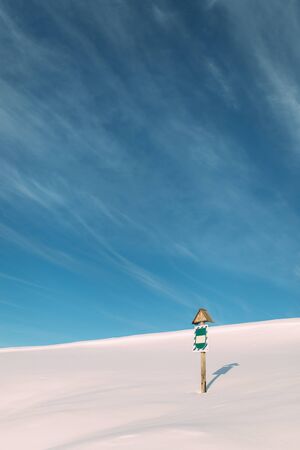 index in the mountains in winterの写真素材