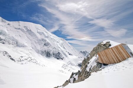 The mountain station near the base camp in the Alpsの写真素材