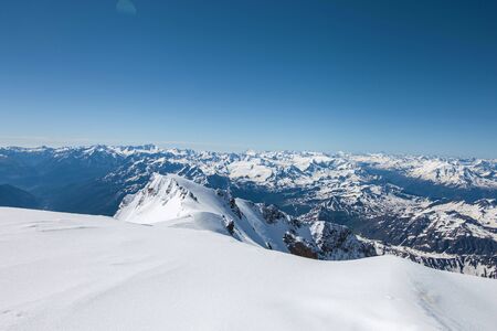 mountain in senegou against the blue sky young Alps, view from Mont Blancの写真素材
