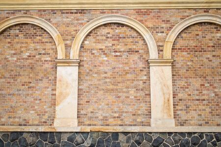 brick wall with arches, background textureの写真素材