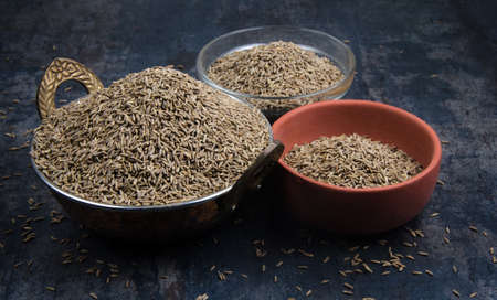 Indian spices cumin seeds isolated.の写真素材