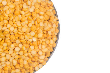 Yellow Lentil isolated on white background.