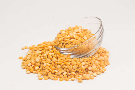 Yellow Lentil isolated on white background.