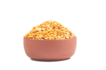 Yellow Lentil isolated on white background.の写真素材