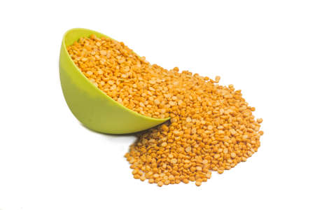 Yellow Lentil isolated on white background.