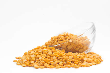 yellow Lentil isolated on white background.