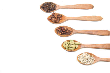 indian spices isolated on white background.の写真素材