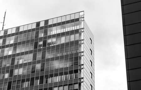 Glass facades of modern office buildings. Black and white photography.の写真素材