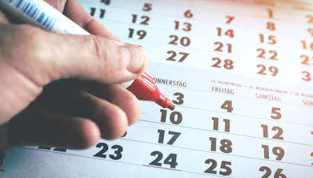 Calendar, diary with marks of significant and special dates. Concept of important day.の写真素材