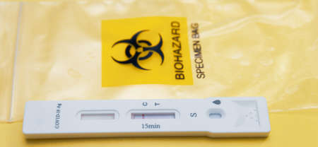 COVID 19 negative antigen test, close-up.の写真素材