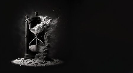 Clock, time management concept, time planning. Web banner, free space. Generative AI.の素材