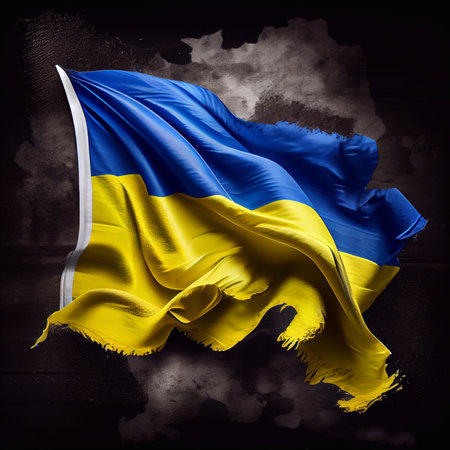 The flag of the Ukraine. Generative AI.の素材