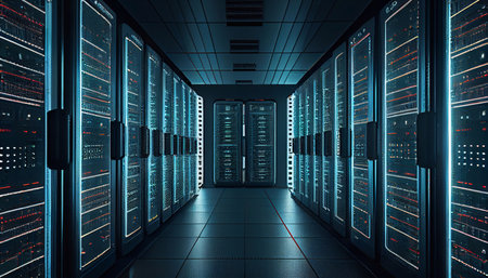 data center and computer servers. Generative AI.の素材