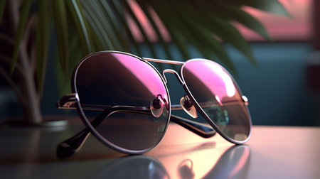 Colorful sunglasses, close-up. Generative AI.の素材