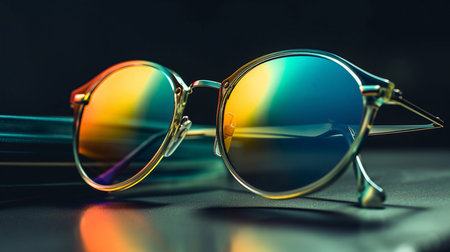Colorful sunglasses, close-up. Generative AI.の素材