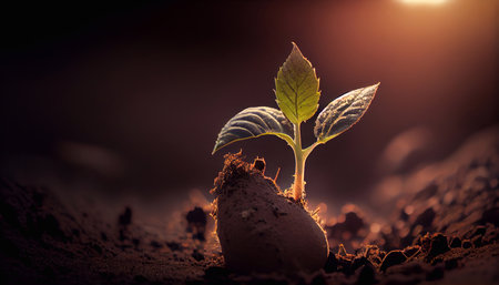 Young plant new life. The emergence of new life. The concept of ecology and environmental protection.の素材