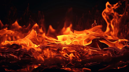 Flame on black background, flame effect for design and graphics. abstract background. Generative AI.の素材