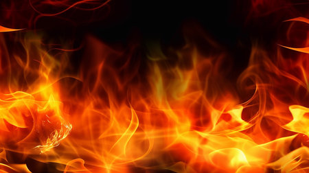 Flame on black background, flame effect for design and graphics. abstract background. Generative AI.の素材