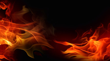 Flame on black background, flame effect for design and graphics. abstract background. Generative AI.の素材