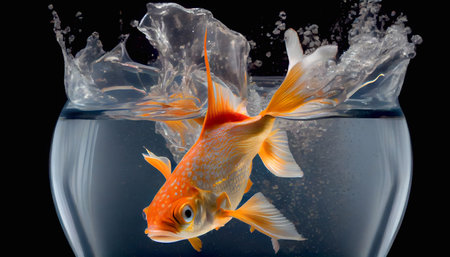Red fish swimming in an aquarium. Generative AI.の素材