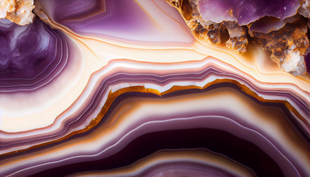 The texture of onyx gemstones is brown and purple. Generative AI.の素材