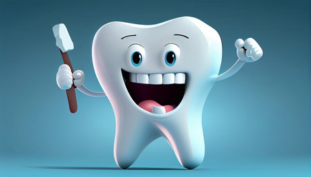 Lucky Tooth cartoon character. Generative AI.の素材
