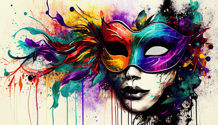 Venetian mask carnival wallpaper. Generative AI.の素材