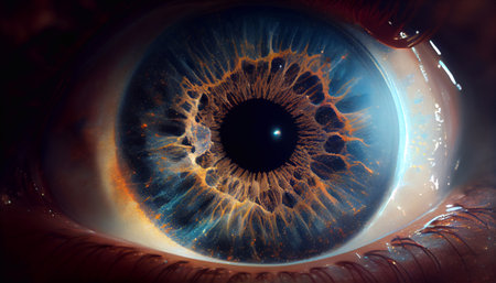 The human eye in close up. Generative AI.の素材