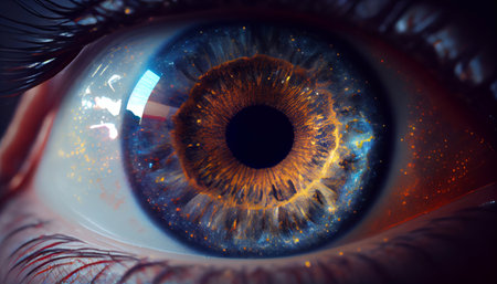 The human eye in close up. Generative AI.の素材